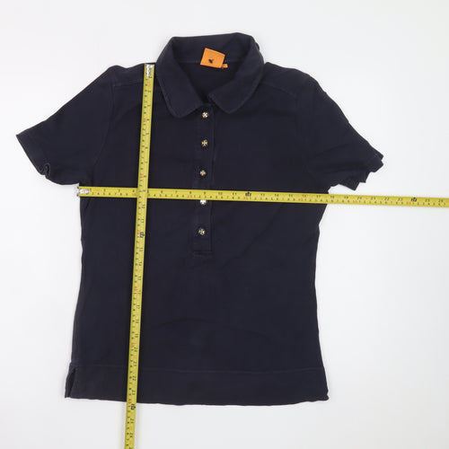 Tory Burch Women’s Blue Cotton Collared Short Sleeve Polo Shirt Size L