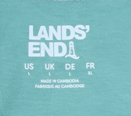 Lands' End Women's Green Cotton Long Sleeve Button-Up Shirt L