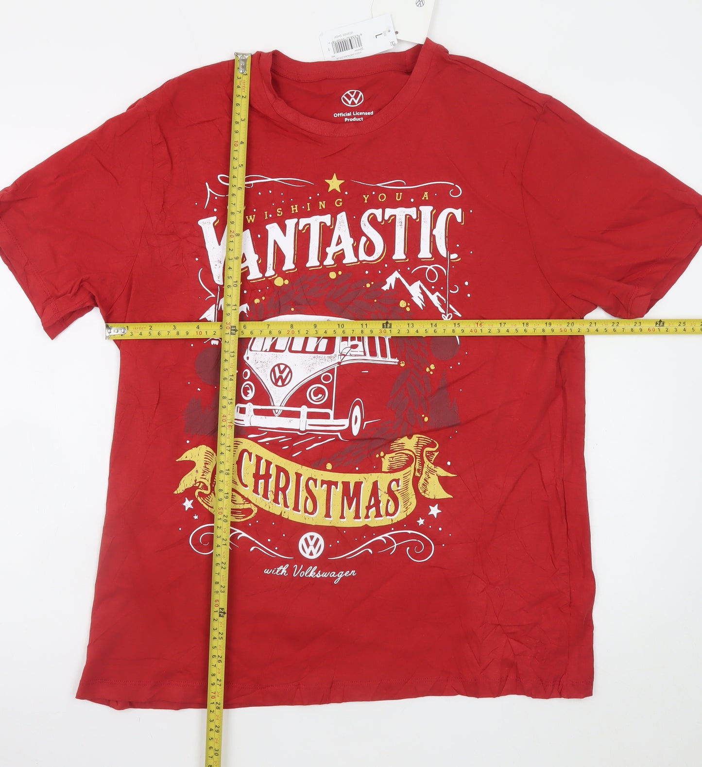 Volkswagen Men's Red Christmas Graphic T-Shirt Size L