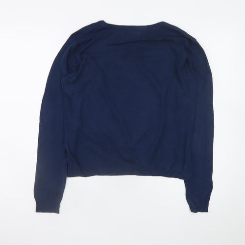 Mango Women’s Blue Crew Neck Cotton Blend Pullover Jumper Size 8