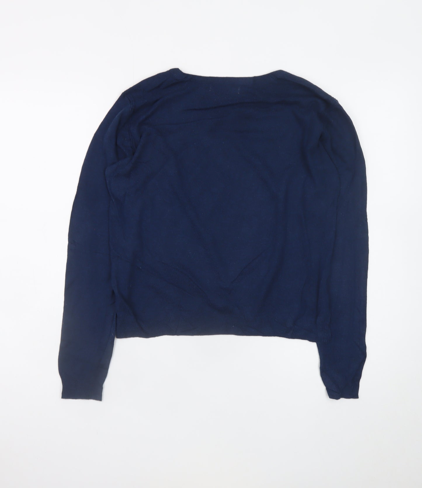 Mango Women’s Blue Crew Neck Cotton Blend Pullover Jumper Size 8