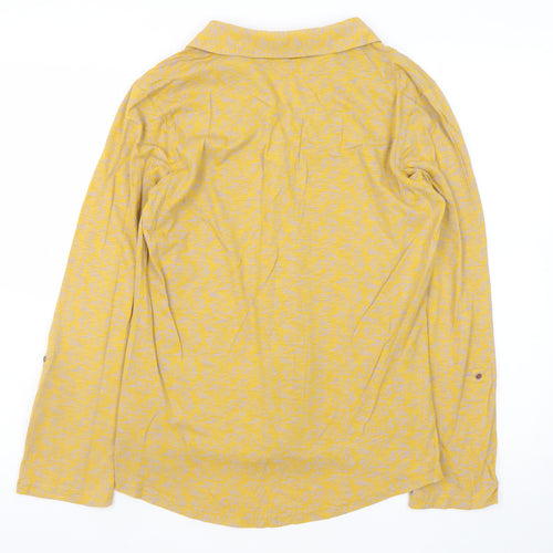 White Stuff Women's Yellow Floral Cotton Button-Up Shirt UK 12