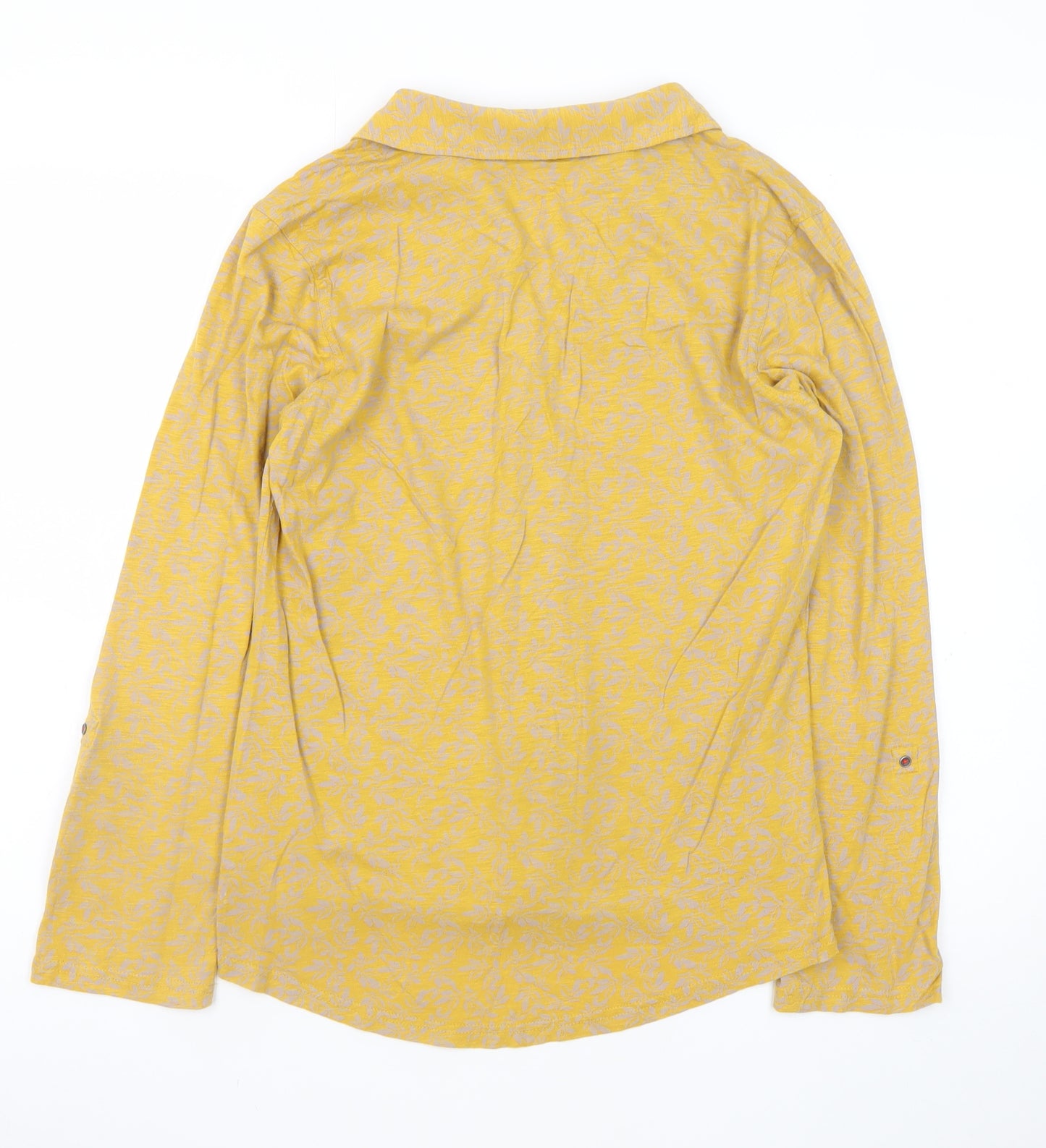 White Stuff Women's Yellow Floral Cotton Button-Up Shirt UK 12