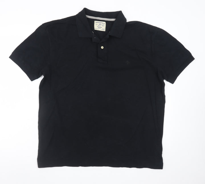 Springfield Men's Black XL Cotton Polo Shirt Classic Fit