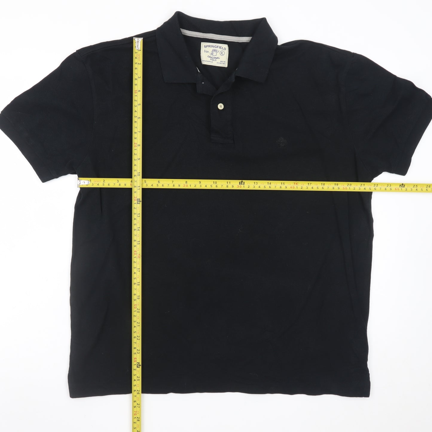 Springfield Men's Black XL Cotton Polo Shirt Classic Fit