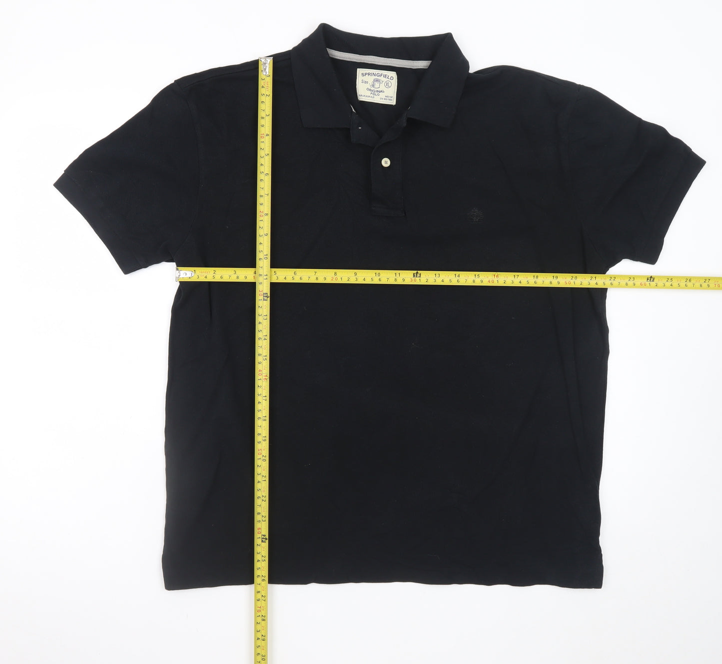 Springfield Men's Black XL Cotton Polo Shirt Classic Fit