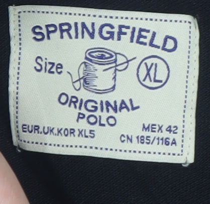 Springfield Men's Black XL Cotton Polo Shirt Classic Fit
