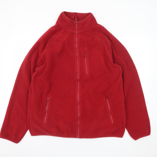 Marks and Spencer Women Red Fleece Full Zip Jacket Size L