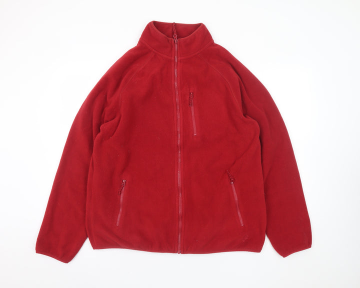 Marks and Spencer Women Red Fleece Full Zip Jacket Size L