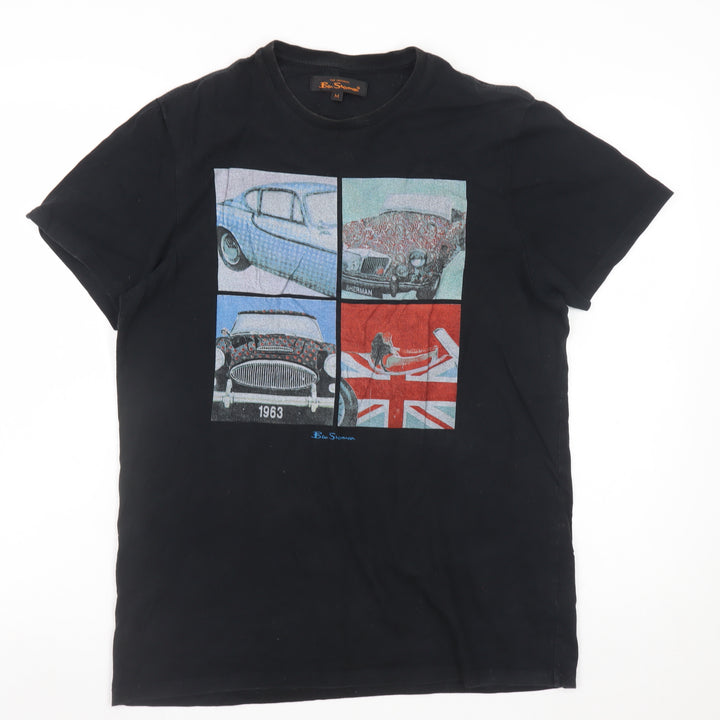 Ben Sherman Men's Black Graphic Car Print T-Shirt Medium
