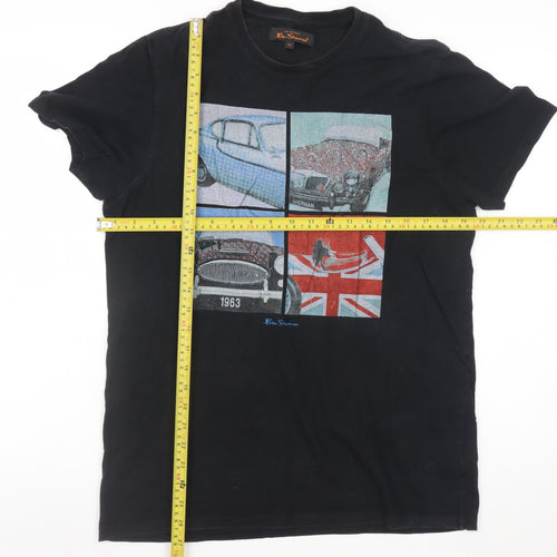 Ben Sherman Men's Black Graphic Car Print T-Shirt Medium