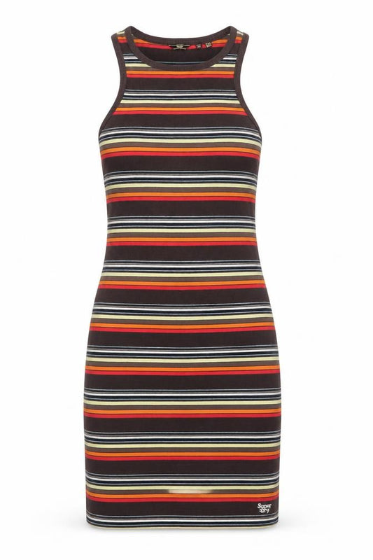 Front view of Superdry Women’s Multicoloured Striped Tank Dress, size UK 8