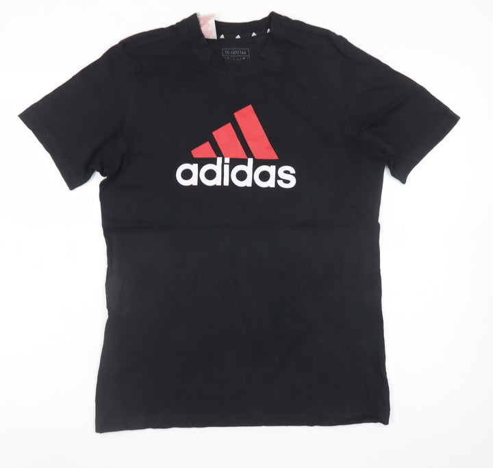 Adidas Teens Black Short Sleeve Sports Logo T-Shirt Size S