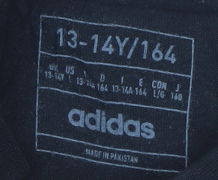 Adidas Teens Black Short Sleeve Sports Logo T-Shirt Size S