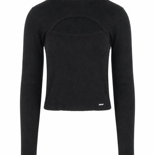 Hollister Women's Black XS Cropped Roll Neck Ribbed Long Sleeve Top