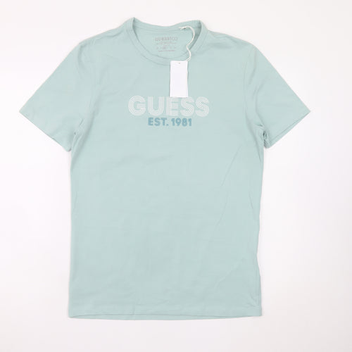 Guess Eco Men’s Mint Green Slim Fit Cotton Blend T-Shirt M