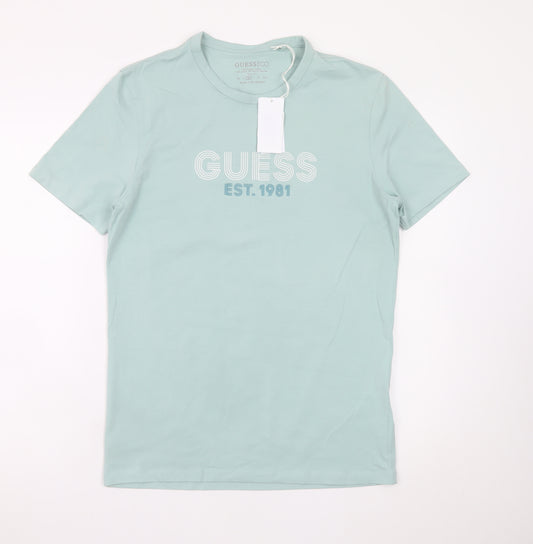 Guess Eco Men’s Mint Green Slim Fit Cotton Blend T-Shirt M