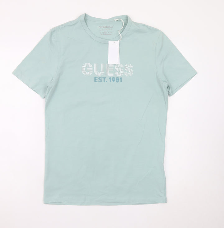 Guess Eco Men’s Mint Green Slim Fit Cotton Blend T-Shirt M
