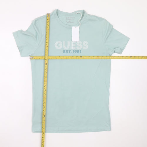 Guess Eco Men’s Mint Green Slim Fit Cotton Blend T-Shirt M