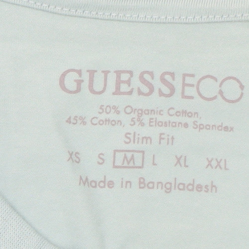 Guess Eco Men’s Mint Green Slim Fit Cotton Blend T-Shirt M