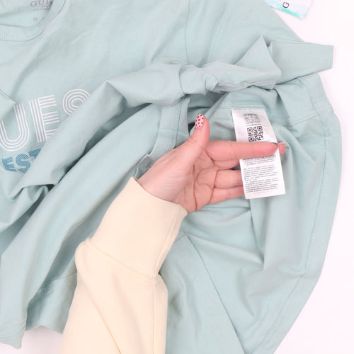 Guess Eco Men’s Mint Green Slim Fit Cotton Blend T-Shirt M