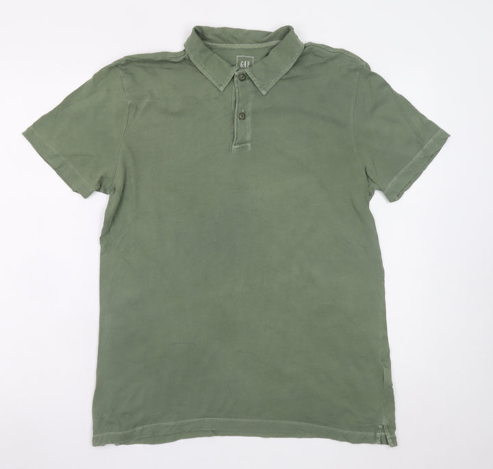 GAP Men's Green Short Sleeve Cotton Polo Shirt Size M