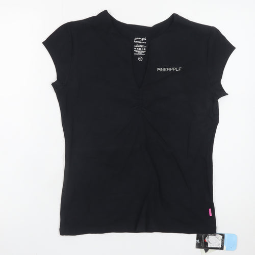 Pineapple Performance Women's Black V-Neck Short Sleeve Top Size 14