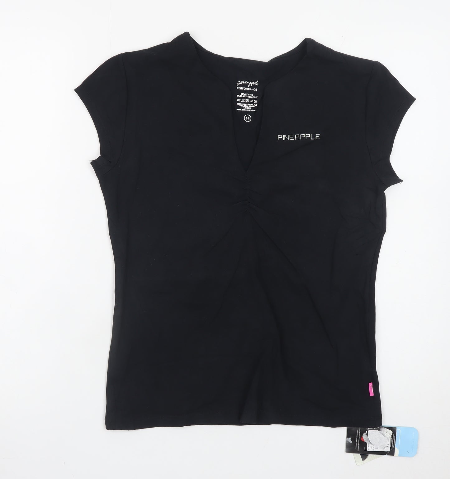 Pineapple Performance Women's Black V-Neck Short Sleeve Top Size 14