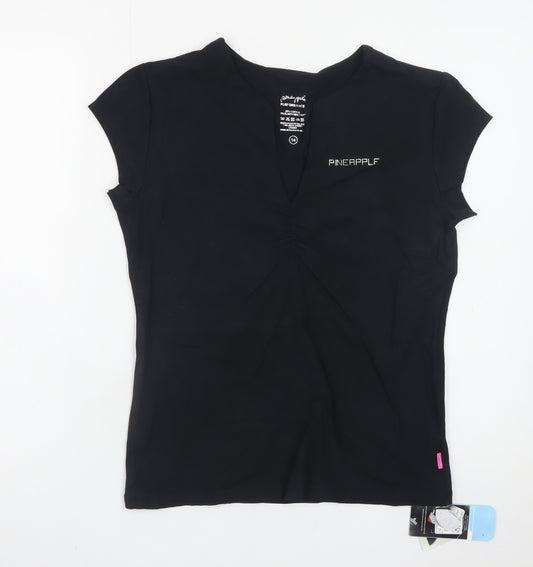 Pineapple Performance Women's Black V-Neck Short Sleeve Top Size 14