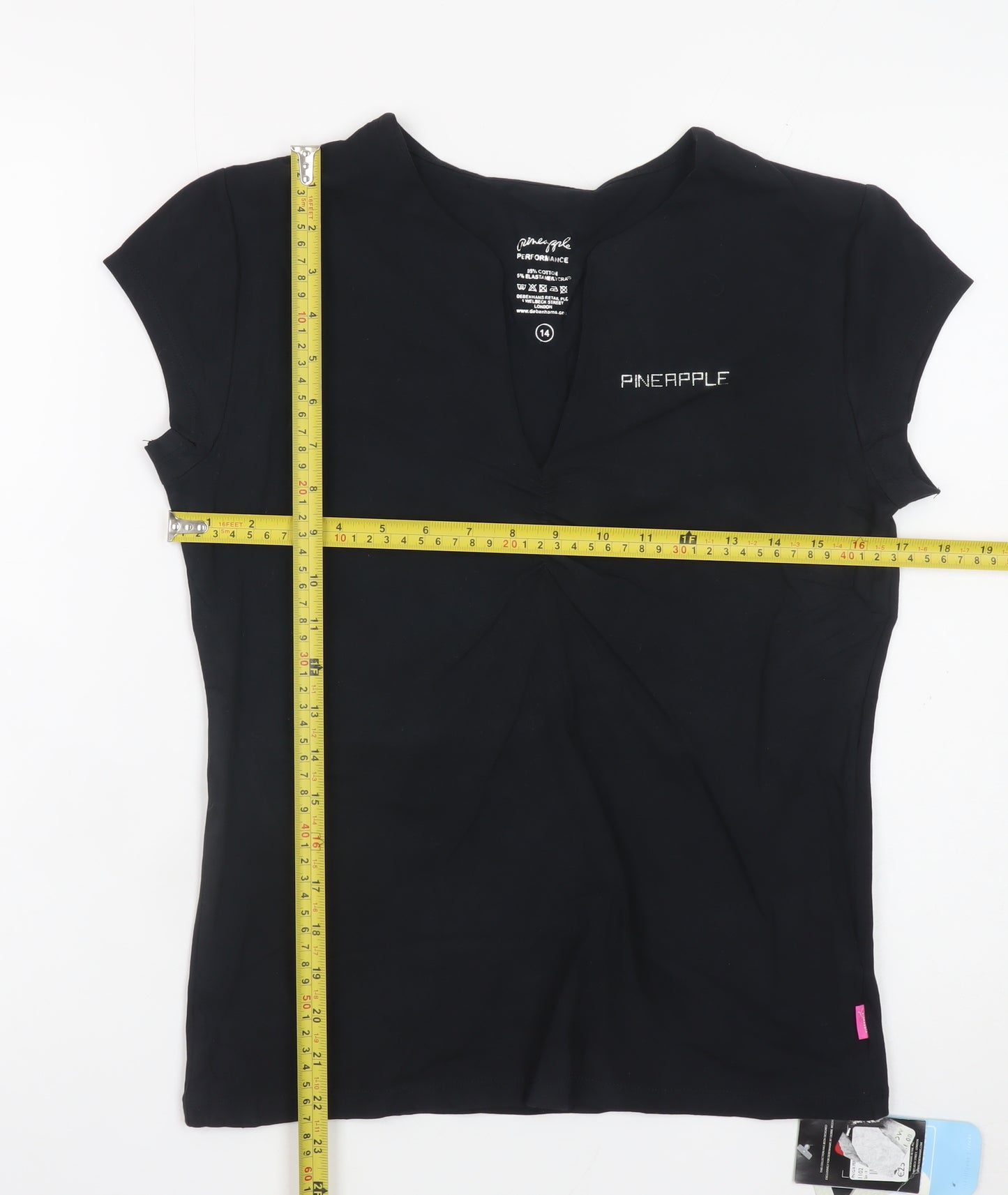 Pineapple Performance Women's Black V-Neck Short Sleeve Top Size 14