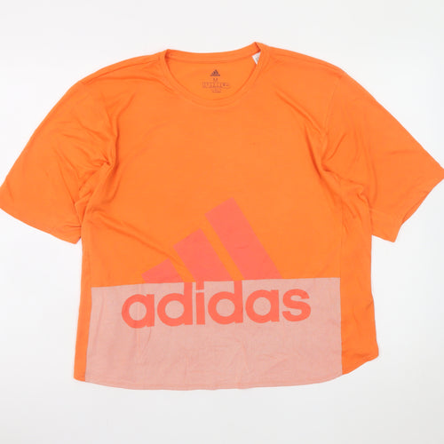 Adidas Men's Orange Climalite Graphic T-Shirt Size M Polyester Blend