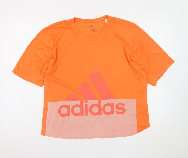 Adidas Men's Orange Climalite Graphic T-Shirt Size M Polyester Blend