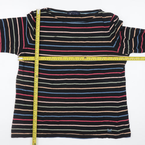 Crew Clothing Company Women's Multicoloured Striped 3/4 Sleeve Cotton T-Shirt Size 14