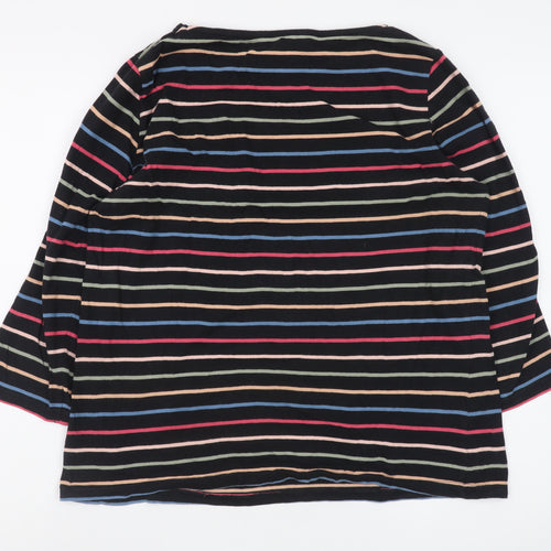 Crew Clothing Company Women's Multicoloured Striped 3/4 Sleeve Cotton T-Shirt Size 14