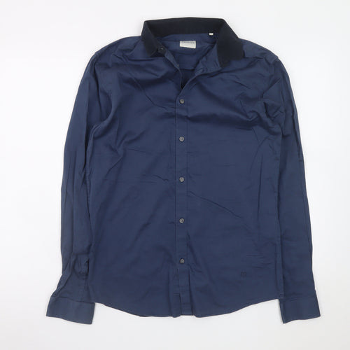 Jack & Jones Men’s Blue Slim Fit Long Sleeve Button-Up Shirt Size M