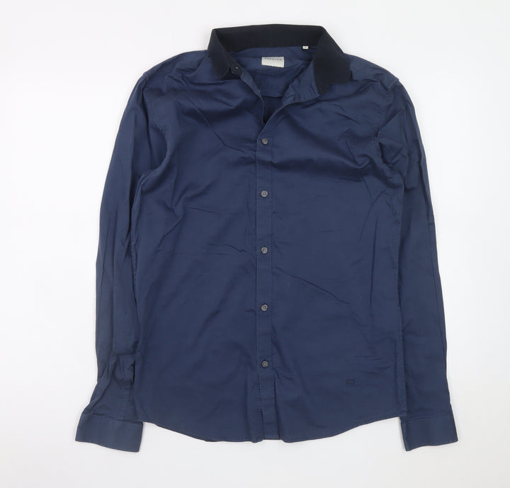Jack & Jones Men’s Blue Slim Fit Long Sleeve Button-Up Shirt Size M