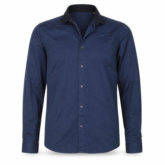 Front view of Jack & Jones Men’s Blue Slim Fit Long Sleeve Button-Up Shirt, size M