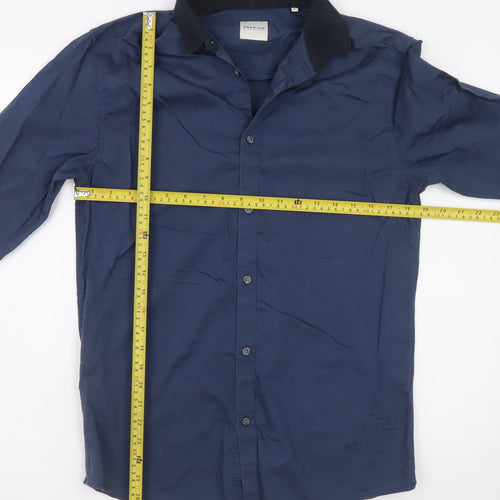 Jack & Jones Men’s Blue Slim Fit Long Sleeve Button-Up Shirt Size M