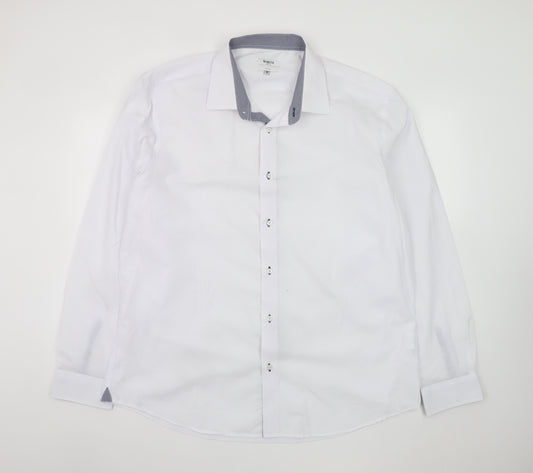 White Label Men's White Tapered Formal Dress Shirt 18.5/47 Long Sleeve