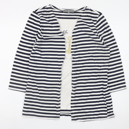 Jessica Graaf Women’s Blue Striped 3/4 Sleeve Nautical T-Shirt L