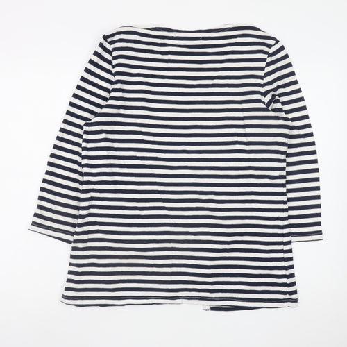 Jessica Graaf Women’s Blue Striped 3/4 Sleeve Nautical T-Shirt L