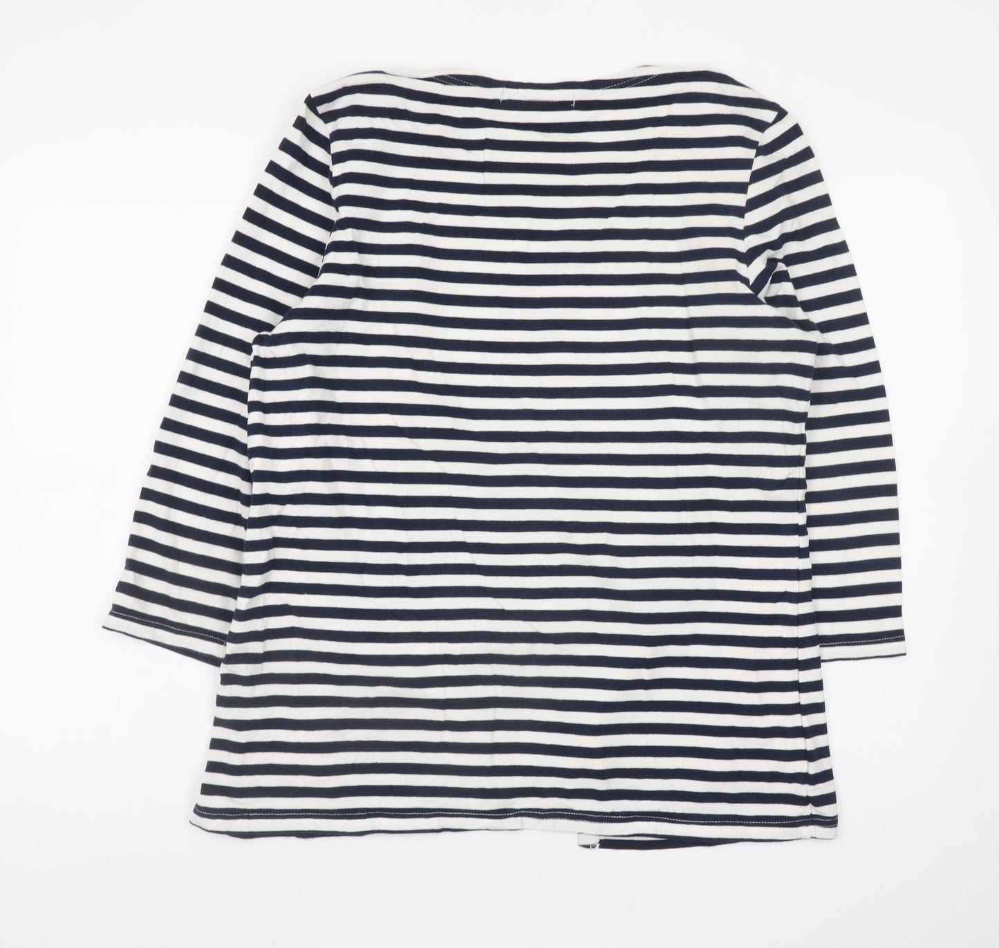 Jessica Graaf Women’s Blue Striped 3/4 Sleeve Nautical T-Shirt L
