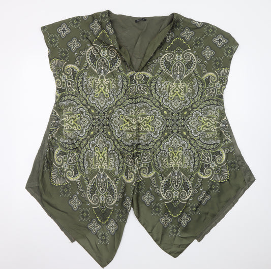 Roman Women’s Green Paisley V-Neck Sleeveless Tunic Blouse XL