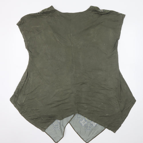 Roman Women’s Green Paisley V-Neck Sleeveless Tunic Blouse XL