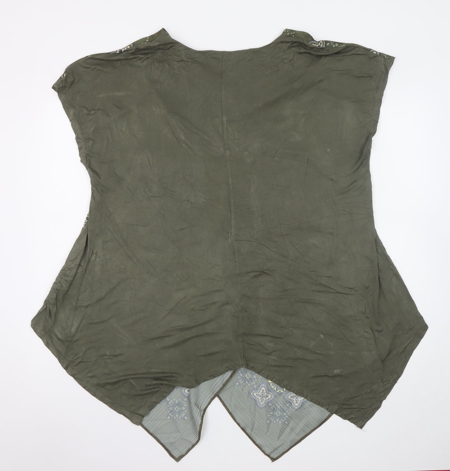 Roman Women’s Green Paisley V-Neck Sleeveless Tunic Blouse XL