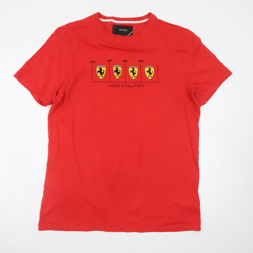 Ferrari Men’s Red Cotton Logo Evolution Graphic T-Shirt XL