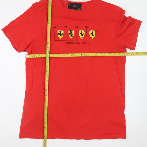 Ferrari Men’s Red Cotton Logo Evolution Graphic T-Shirt XL