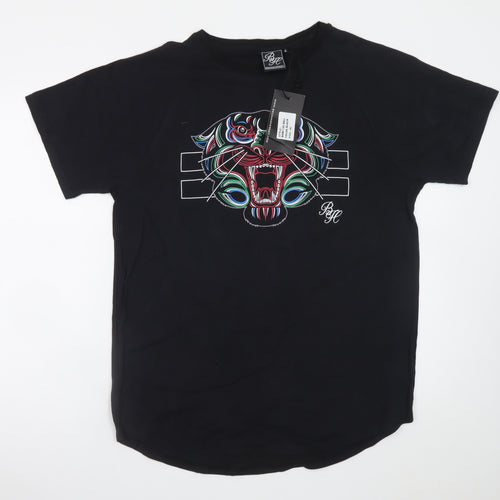 Beck & Hersey Men's Black XL Cotton Graphic Tiger T-Shirt