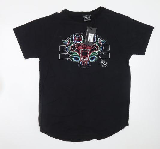 Beck & Hersey Men's Black XL Cotton Graphic Tiger T-Shirt