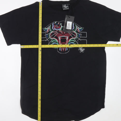 Beck & Hersey Men's Black XL Cotton Graphic Tiger T-Shirt